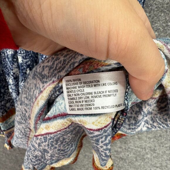 Knox Rose Dress Women XS Blue Floral Shift Midi V-Neck Short Sleeve Rayon Casual - Picture 4 of 7